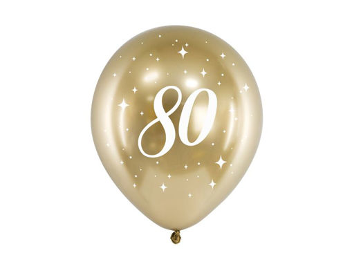 Picture of LATEX BALLOONS 80TH BIRTHDAY CHROME GOLD 12 INCH - 6 PACK